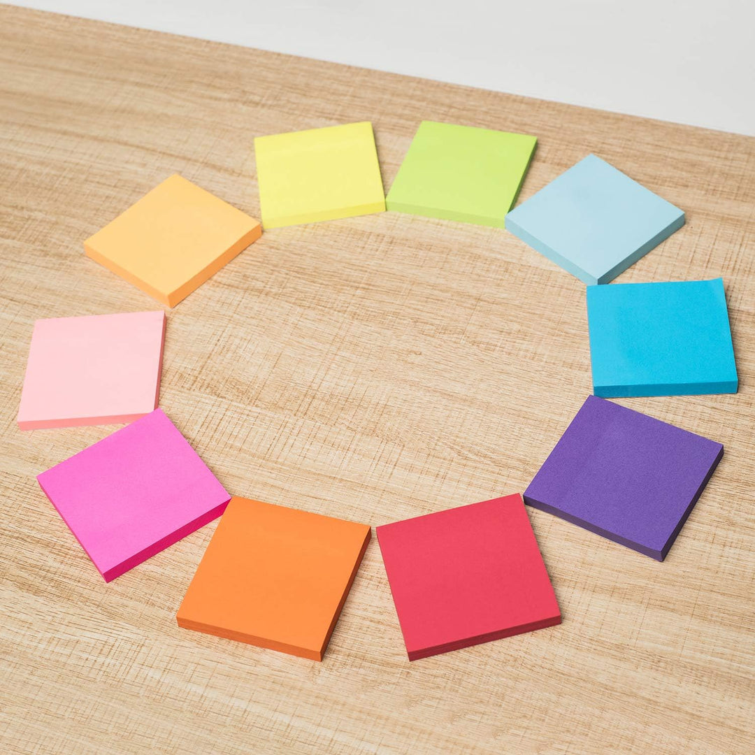 ZCZN Haftnotizen 24 Blöcke 76 x 76 mm Klebezettel, 100 Blatt/Block, Sticky Notes in 6 Neonfarben 6 N