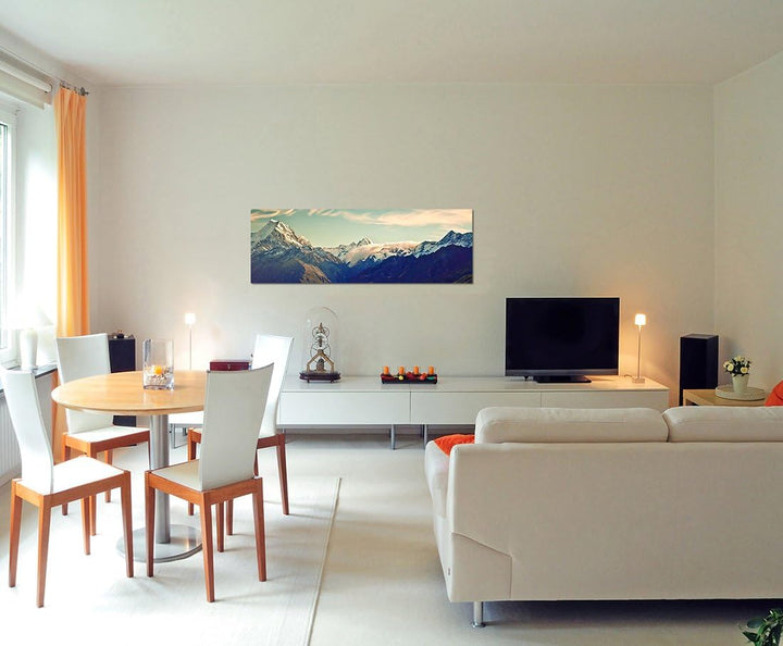 Paul Sinus Art Panoramabild auf Leinwand und Keilrahmen 150x50cm Neuseeland Nationalpark Berge Schne