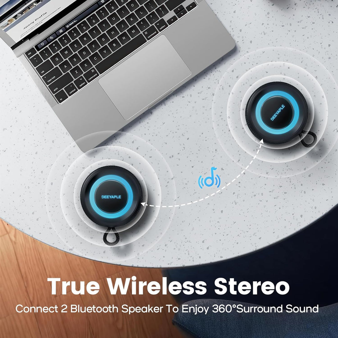 Deeyaple Bluetooth Lautsprecher Klein Tragbarer Musikbox 5.3 IPX7 Wasserdicht Kabellose Stereo Pairi
