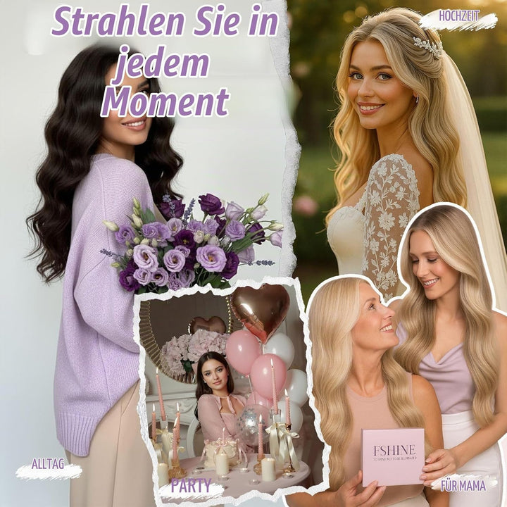 Fshine Invisible Clip in Extensions Echthaar Blond Hair Extensions Clip in Echthaar Weissblond 30cm