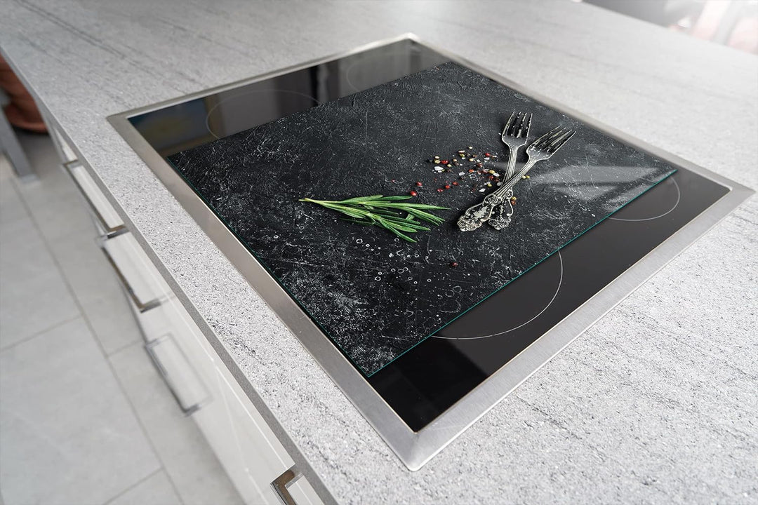 DarHaus Herdabdeckplatte einteilig 45x52 cm Ceranfeld Abdeckung Glas Spritzschutz Abdeckplatte Glasp