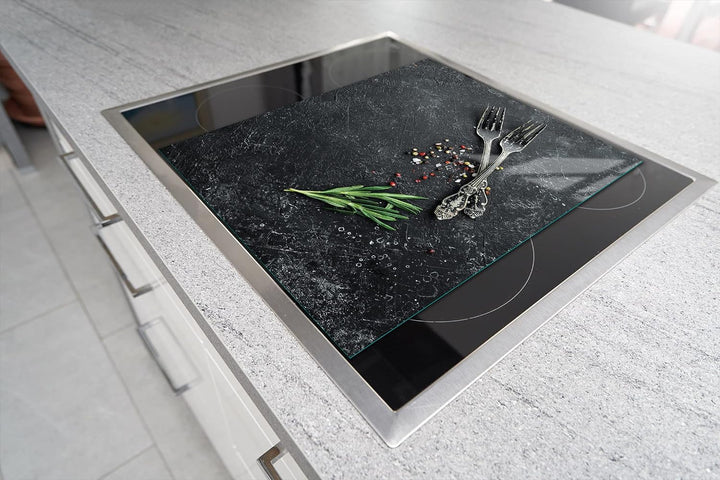 DarHaus Herdabdeckplatte einteilig 45x52 cm Ceranfeld Abdeckung Glas Spritzschutz Abdeckplatte Glasp