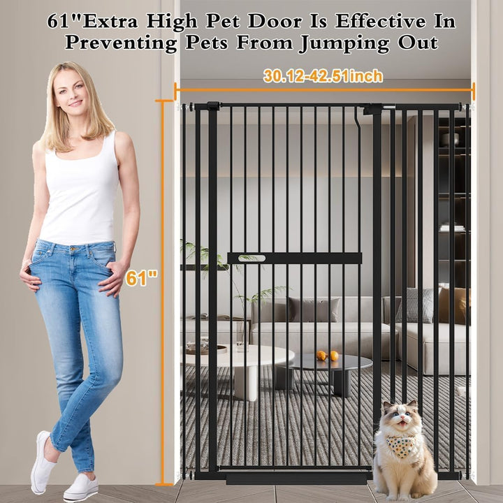 Xifamniy 155 cm Extra hohe Haustiertür, Katzen- und Hundetür Einstellbare Schwellenbreite, 76.5–108
