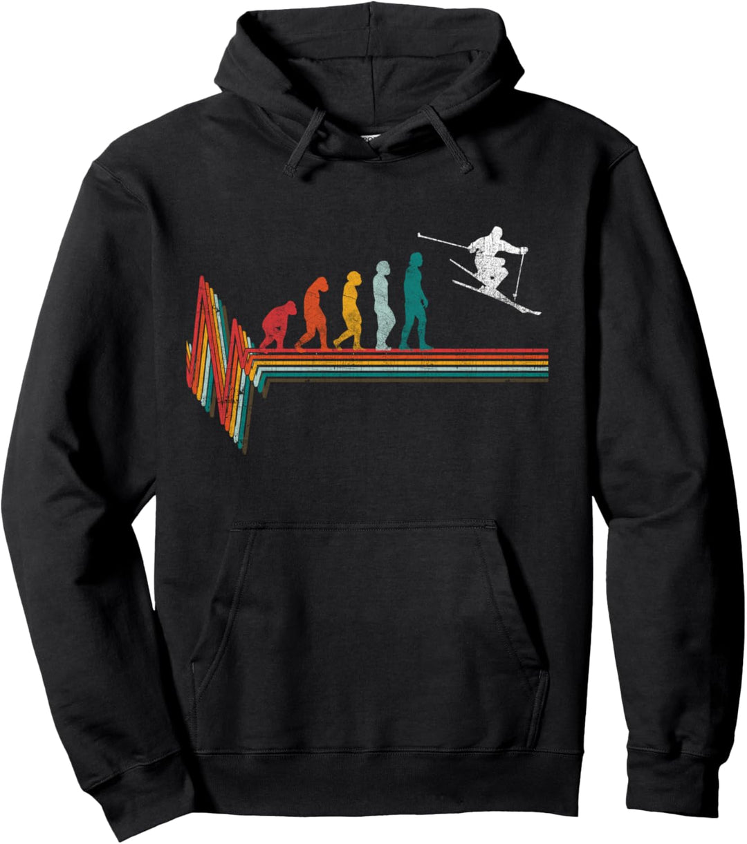 Ski Evolution Herzschlag Vintage Freestyle Geschenk Skifahrt Pullover Hoodie