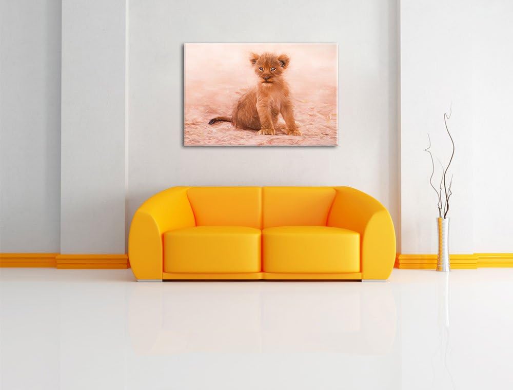 Pixxprint Verlassenes Löwenbaby als Leinwandbild/Grösse: 100x70 cm/Wandbild/Kunstdruck/fertig bespan