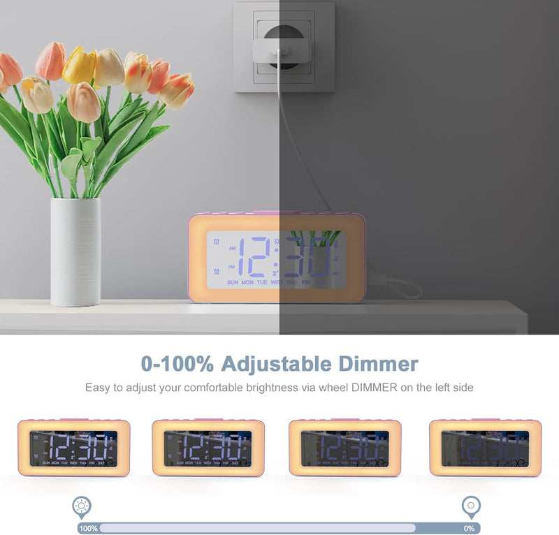 Wecker digital mit 2 Wecker Laut für Tiefschläfer, Wecker mit Licht,Timer,8 White Noise, Wecker mit
