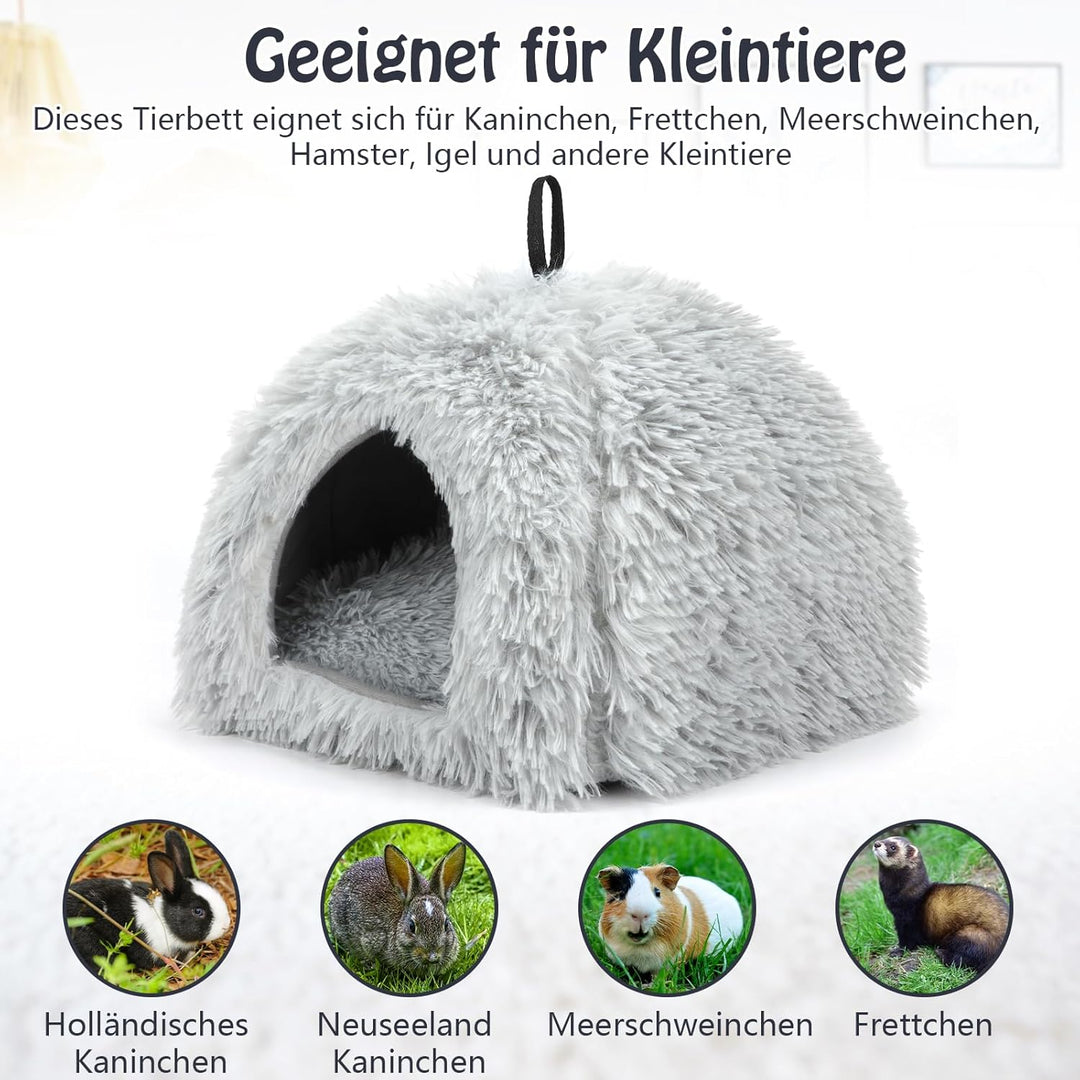 Sbayool Plüsch Kaninchen Bett, Bequem Warme Häschen Höhlenbetten, Kaninchen Haus Mit Bewegliches Pad
