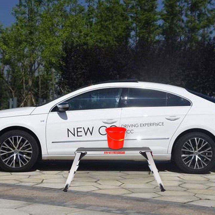 RELAX4LIFE Arbeitsplattform Alu, Arbeitsbühne mit Ausgleichhebeln, klappbare Trittbank mit Sicherhei