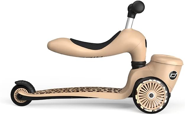 Scoot & Ride Unisex – Babys Highwaykick 1 Lifestyle Kickboard mit Sitz und Behälter… Leopard, Leopar