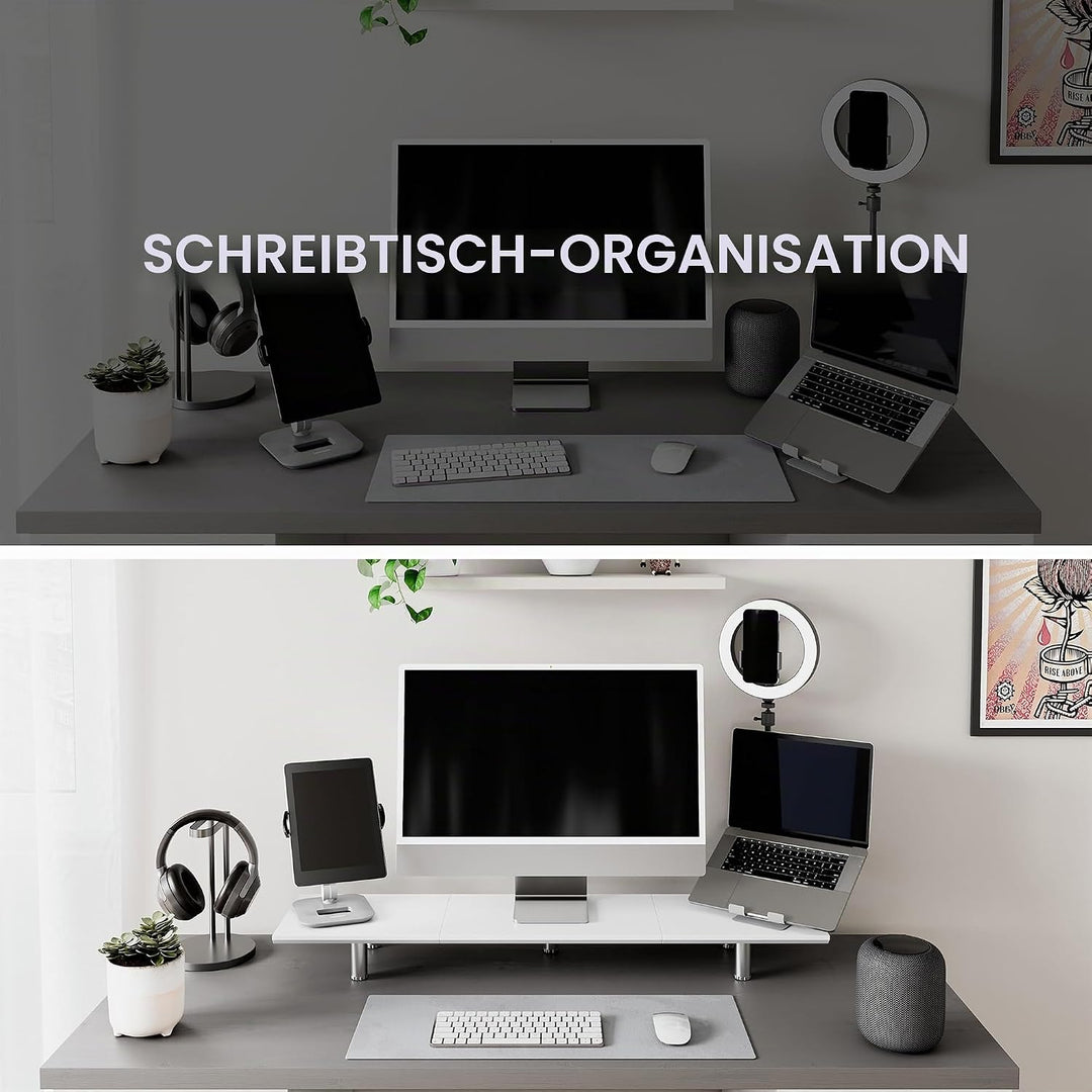 Fenge Grosser Monitorständer 100cm Dual Monitor Stands Riser mit Höhenverstellbarem Bein,Multifunkti