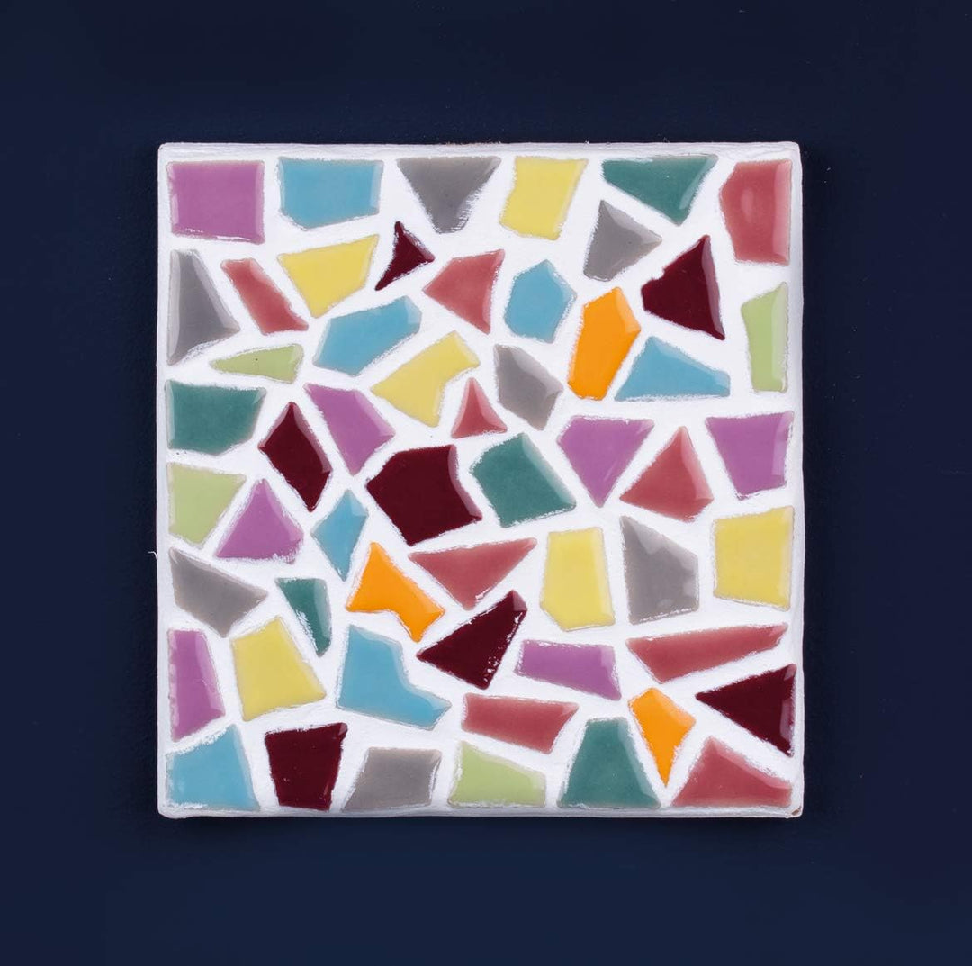 Rayher Fun Ceramica Mosaik Mix, polygonal, farbig glasierter Ton, Regenbogenfarbene Mischung zum Bas