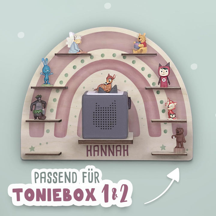 hellomini Personalisiertes Tonie Regal Mädchen - Toniebox 1 & Toniebox 2 Regal mit Wunschnamen fürs