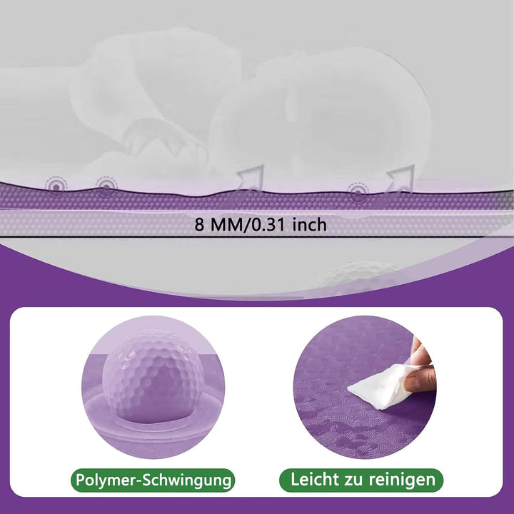 Yogamatte Faltbar, 183 x 61 x 0.8 cm Gymnastikmatte, Reiseyogamatte Rutschfest mit Tragetasche, Trag