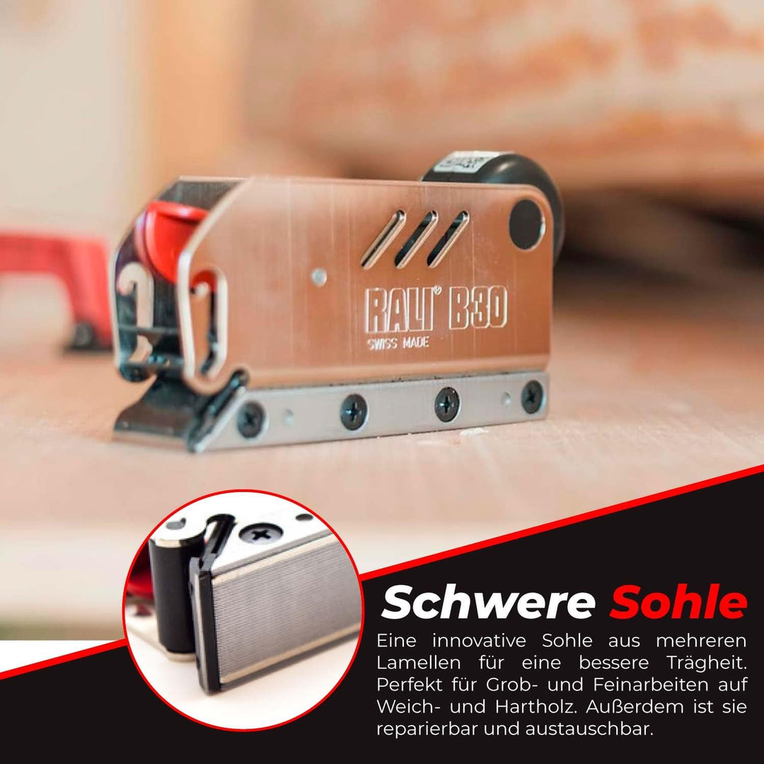 RALI B30 Evolution N Handhobel aus Holz für ein perfektes Finish bis in die Ecken, kein Nachschärfen