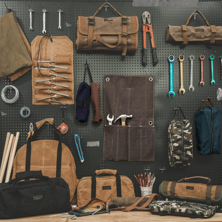 Werkzeug-Rolltasche, Werkzeugrolle für Schraubenschlüssel, aus strapazierfähigem16oz gewachstem Sege
