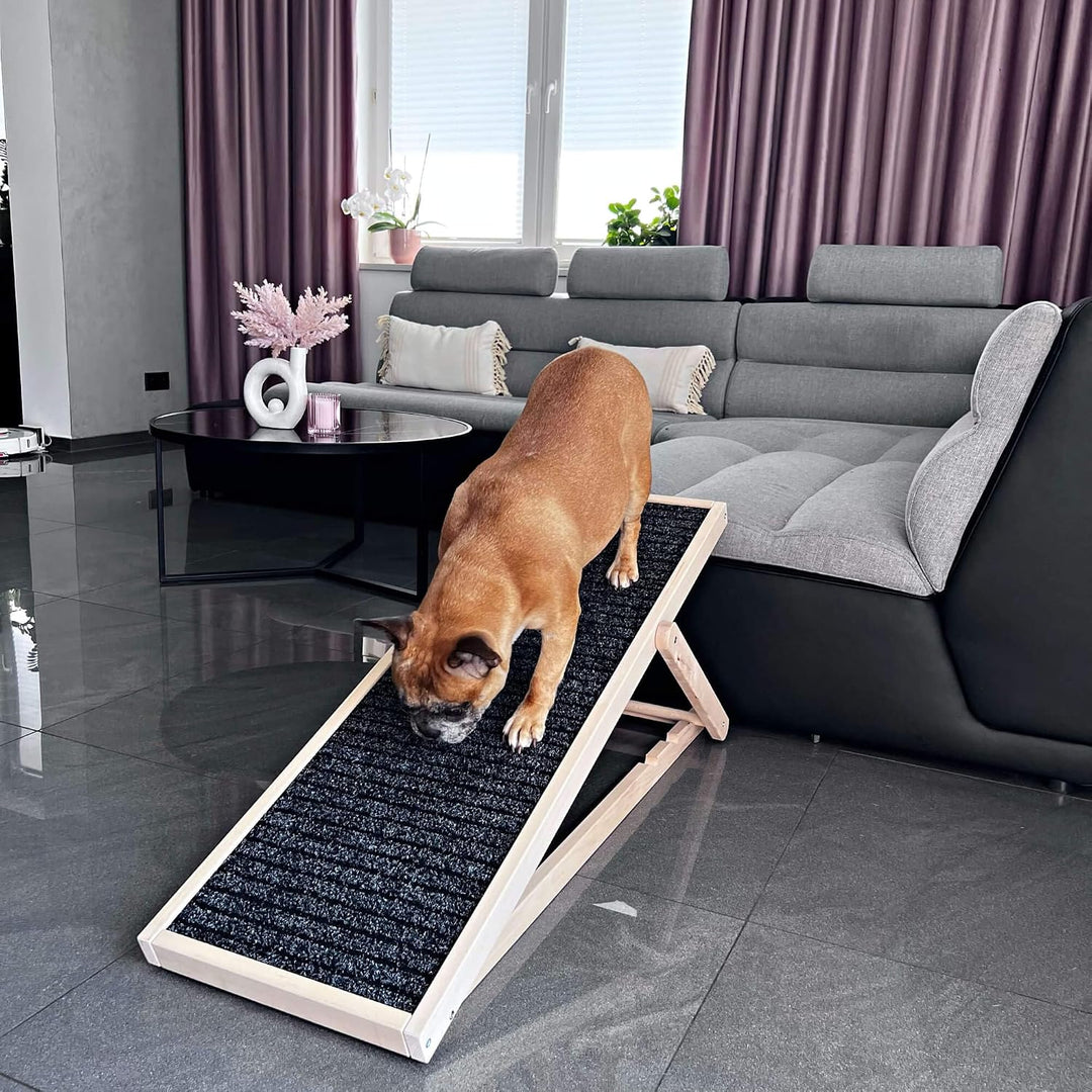 Hunderampe, Hundetreppe aus Holz, verstellbar, Hunderampe für kleine Hunde, Rampe für Hunde,Hunde Tr