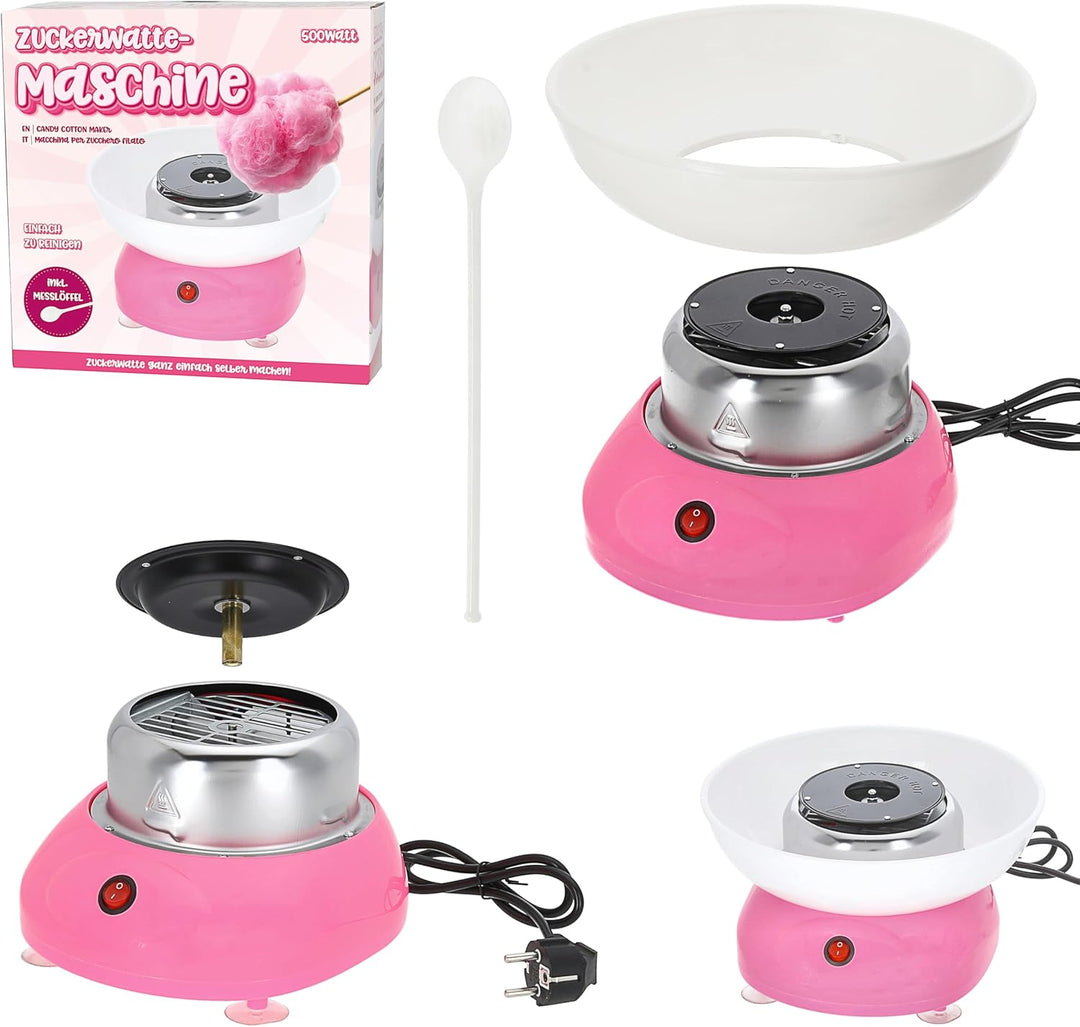 Zuckerwatte Maschine | rosa weiss 27x16cm Kunststoff | Cotton Candy Jahrmarkt | Zuckerwattengerät Kü