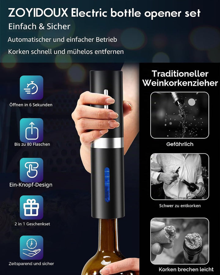 Elektrischer Korkenzieher, professioneller Flaschenöffner für Wein, kabellos, automatischer Flaschen