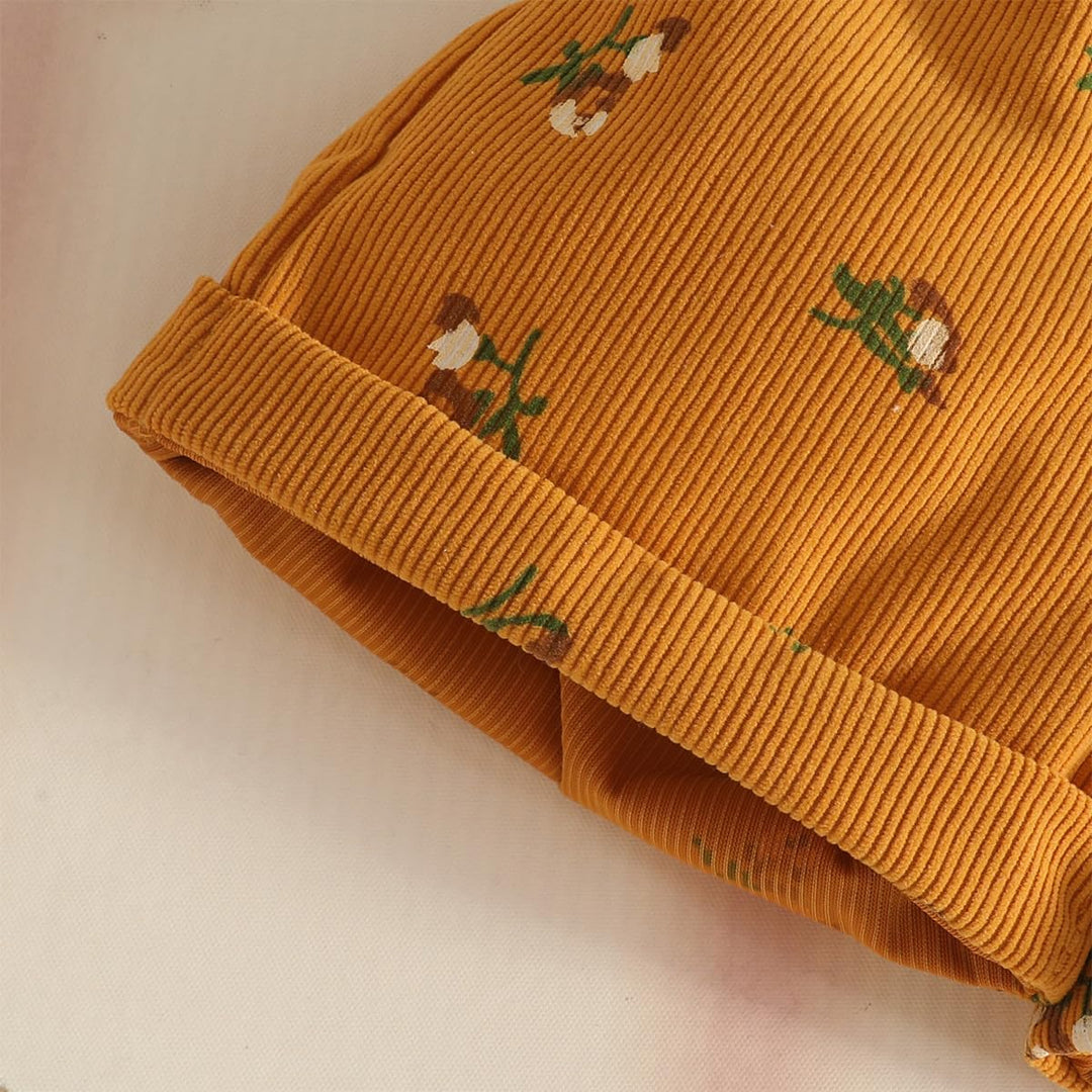 Kleinkind Baby Mädchen Sommerkleidung Rippstrick-Tops Trägerhosen mit Blumenmuster und Stirnband 3-6