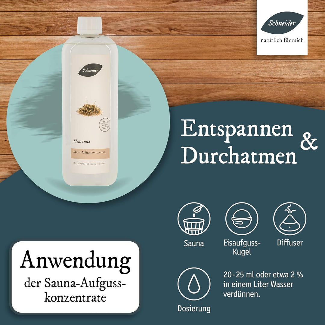 Saunabedarf Schneider - Aufgusskonzentrat, Saunaaufguss Heusauna 250ml