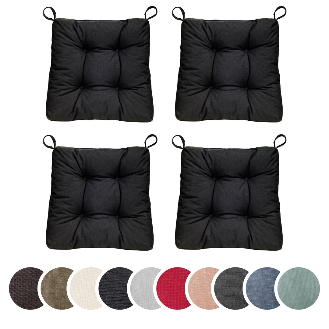 sleepling 4er Set Stuhlkissen 40 (vorne), 35 (hinten) x 38 x 7 cm, Sitzkissen für Stuhl &amp; Bank mit K