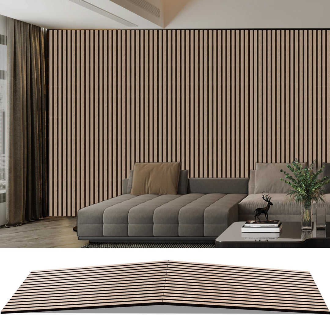 AKK-PANE Akustikpaneele Holz 240x60cm,1,44m² - Faltbar 3D Wandpaneele Holz, Akustik Paneele Wand für