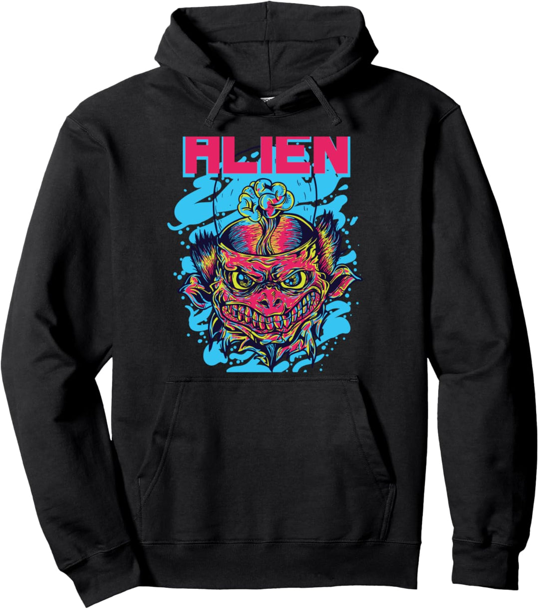 Scary Alien Fantasy Monster Kunst Retro Pullover Hoodie
