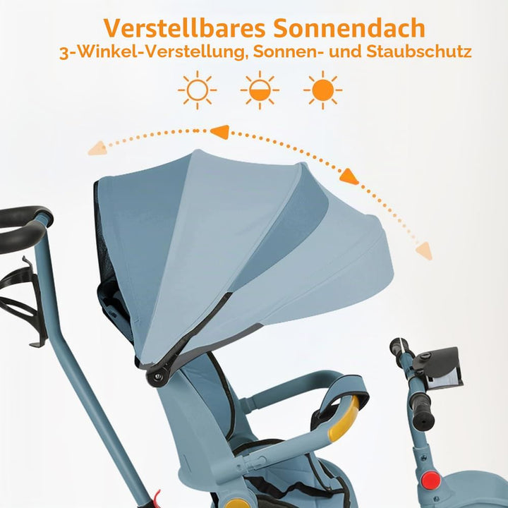 Kompakter Kinderwagen – bis 25 kg, neigbar, faltbar, mit Getränkehalter, Regenschutz, Sonnenblende (