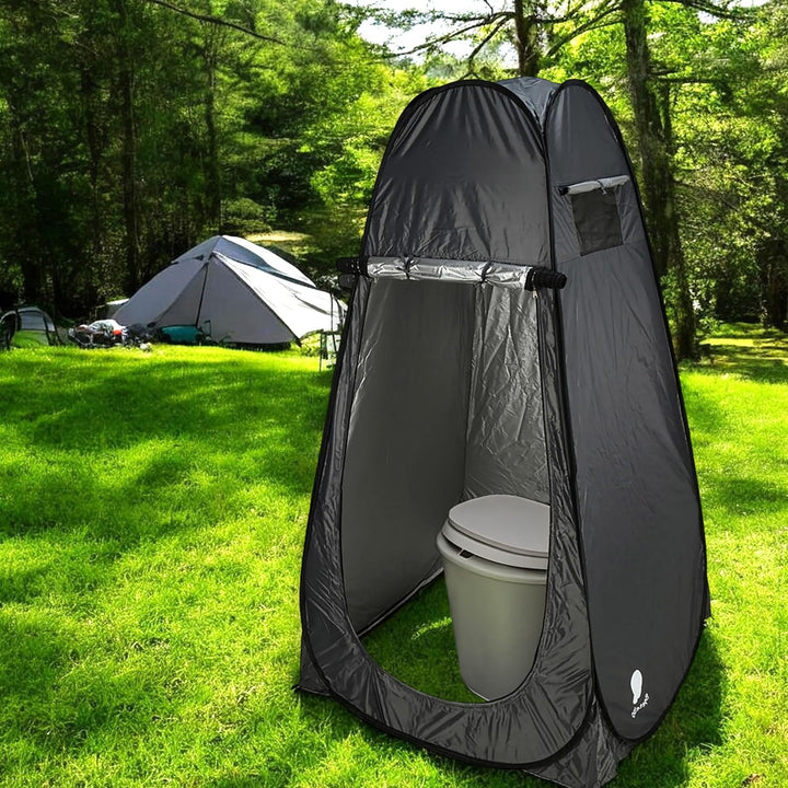 Pop Up Umkleide Wurfzelt Blickdicht mit Reissverschluss - 190 x 110 cm - Camping Toilettenzelt grau