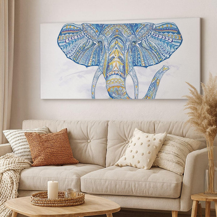 Wandbilder Dekoration Wohnzimmer Elefant Muster Tierwelt Afrika Panorama Bilder auf Leinwand 120x50c