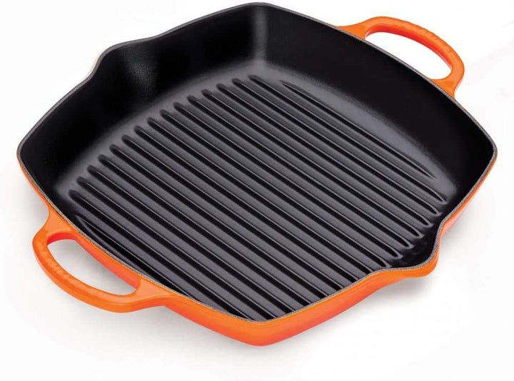 Le Creuset Signature Hohe quadratische Grillpfanne aus Gusseisen mit Hilfsgriff, für alle Herdarten