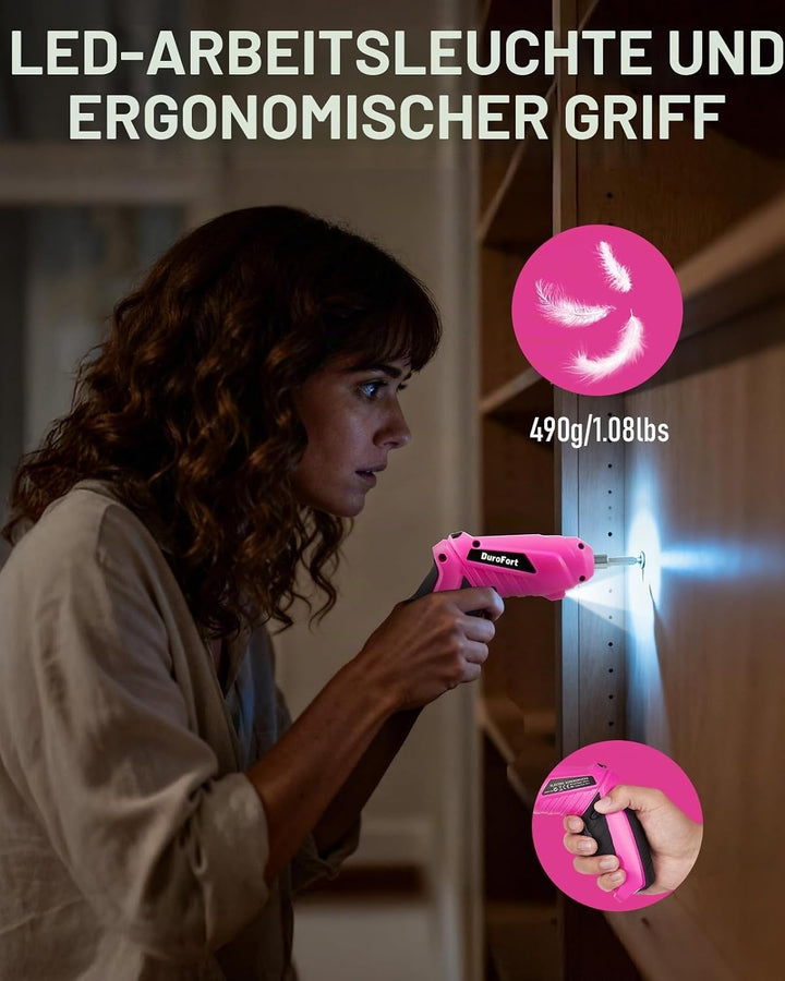 Durofort 3,7V Mini Cordless Akkuschrauber,3Nm kleiner akkuschrauber,Satz mit 48 Schraubendreherbits