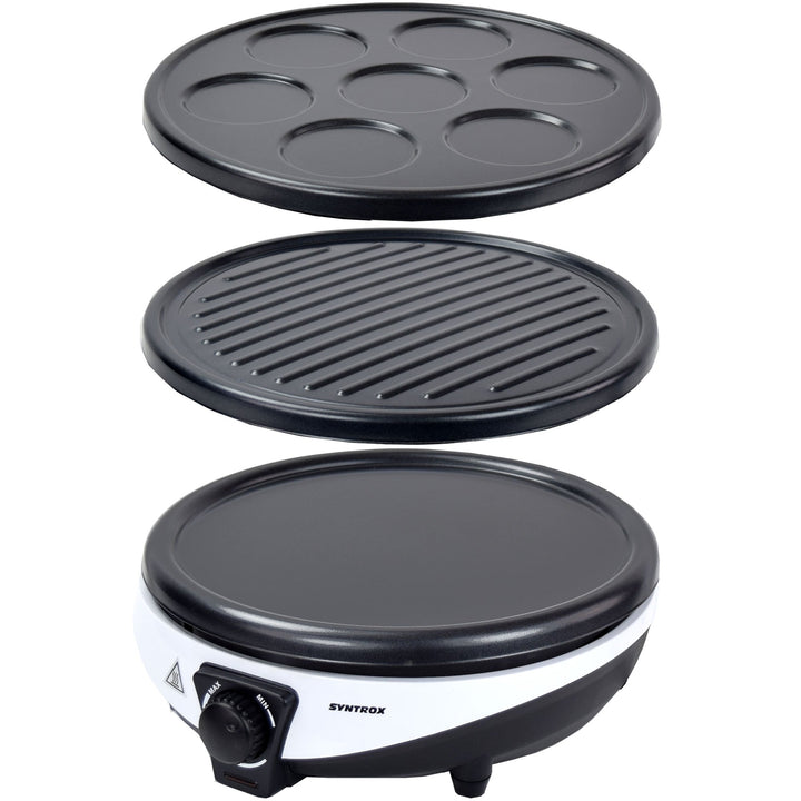 Syntrox Germany 3in1 Crepes Maker | Kontaktgrill | Pancake Maker Zephir, viele Anwendungsmöglichkeit