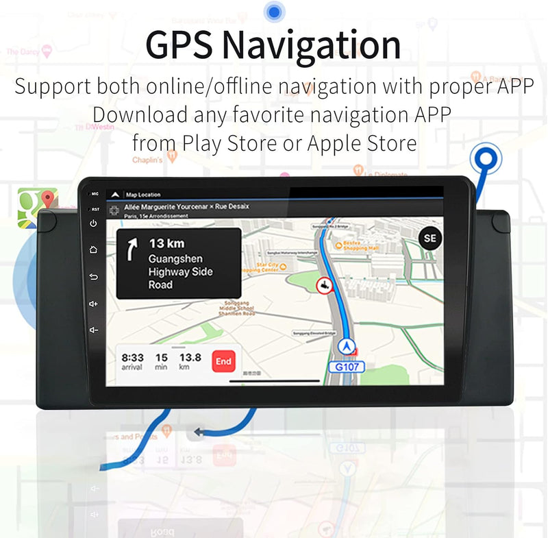 EZoneTronics Carplay Android 10.1 Autoradio Stereo für BMW X5 E53 1999-2006 9 Zoll Touchscreen High