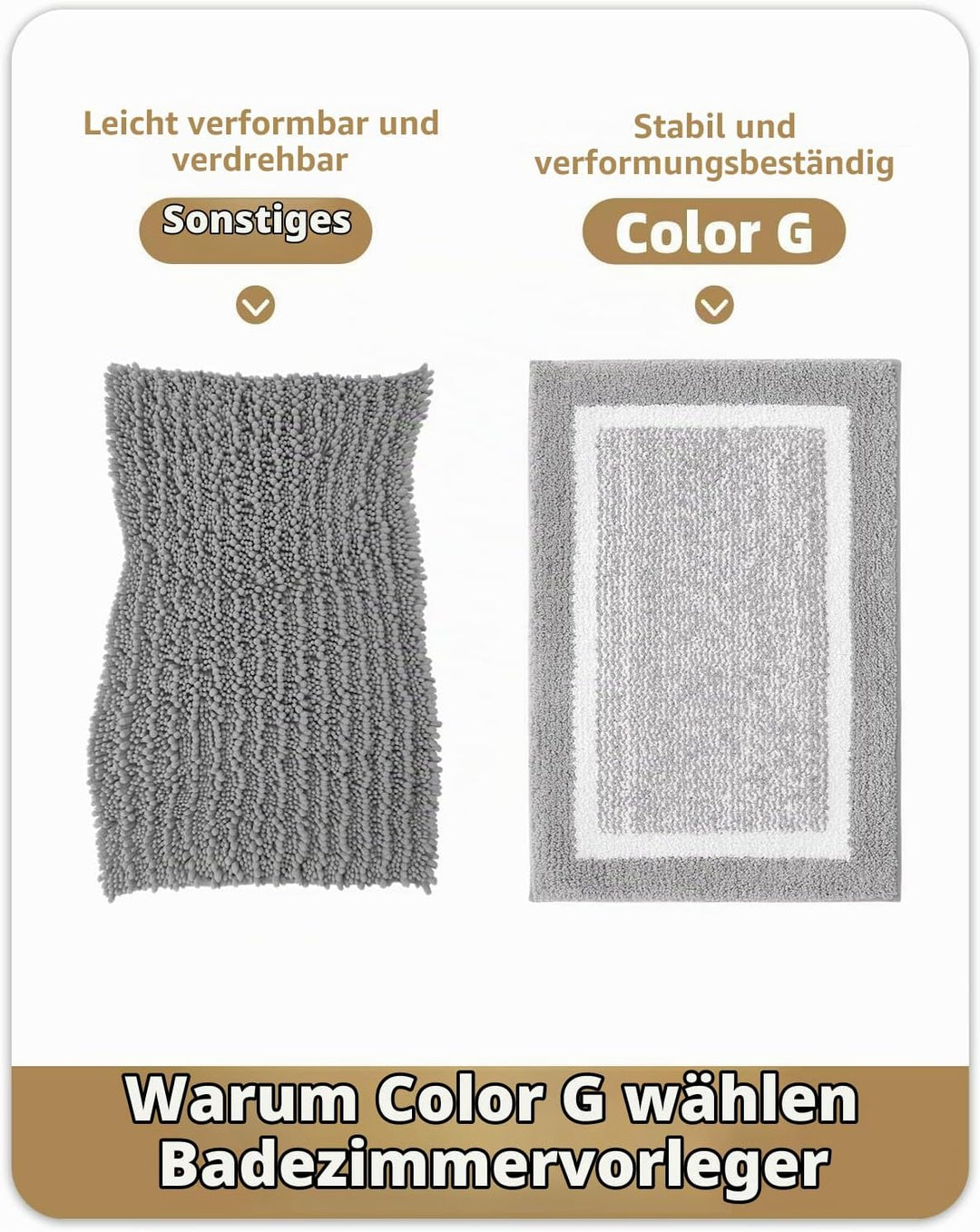 COLOR&amp;GEOMETRY Grosse Badteppiche rutschfest Waschbar- 60 x 90 cm Absorbierende Badvorleger Weiche B