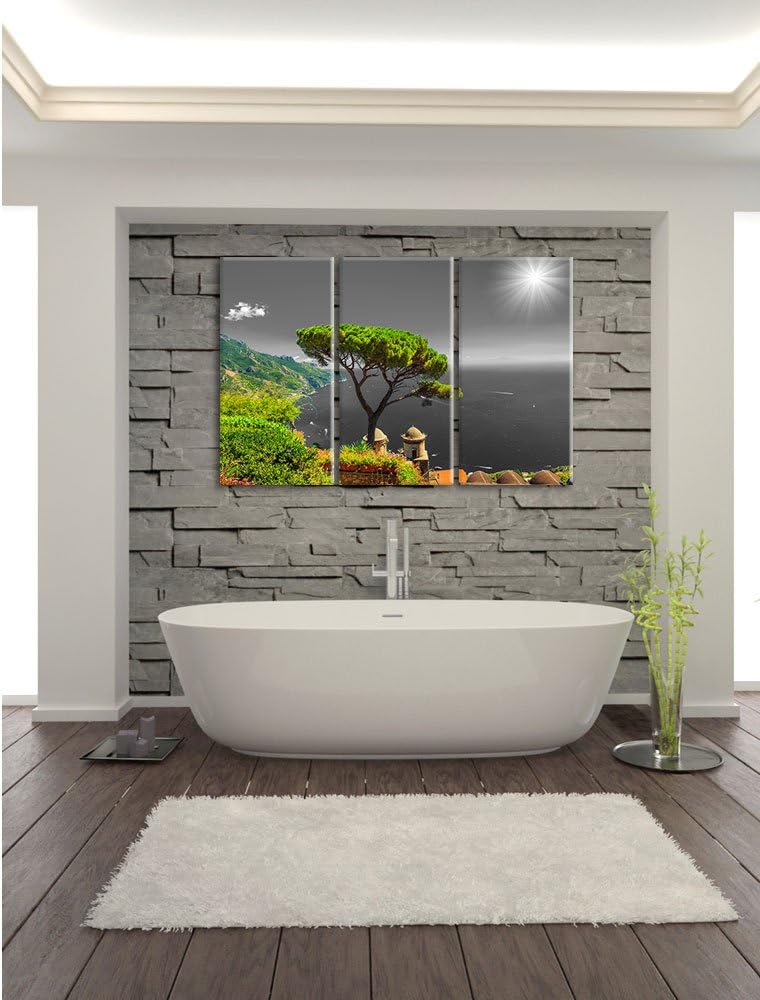 Pixxprint Baum am Mittelmeer als Leinwandbild/Grösse: 3 Teilig (120x80 cm) cm/Wandbild/Kunstdruck/fe