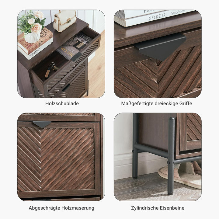 Schmal Schuhschrank mit 2 Klappen platzsparender, Schmaler Geschlossen Schuhregal Schuh Schrank Schu