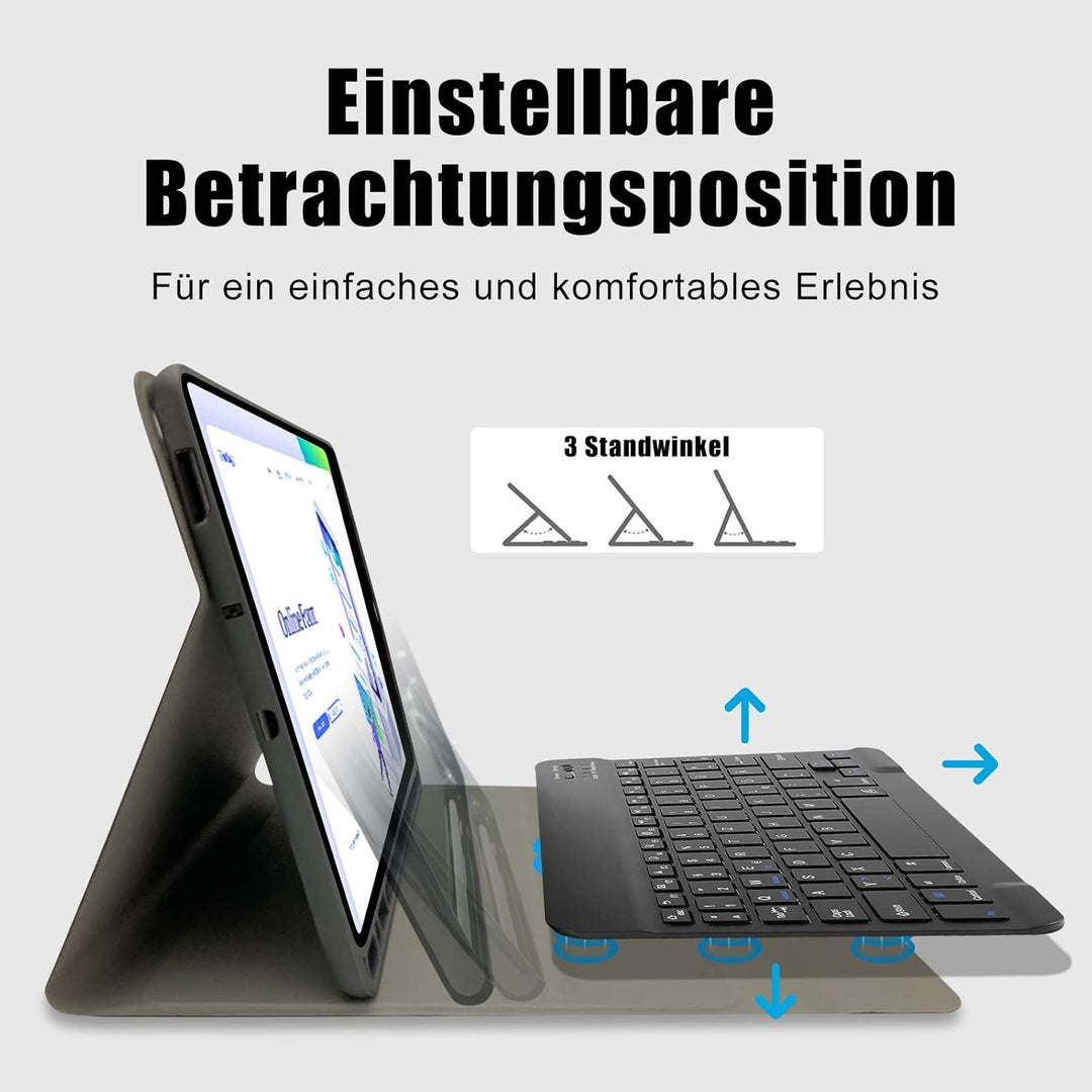 Zabatoco Samsung S6 Lite Table Hülle mit Tastatur (Deutsches QWERTZ) Abnehmbarer magnetischer Blueto