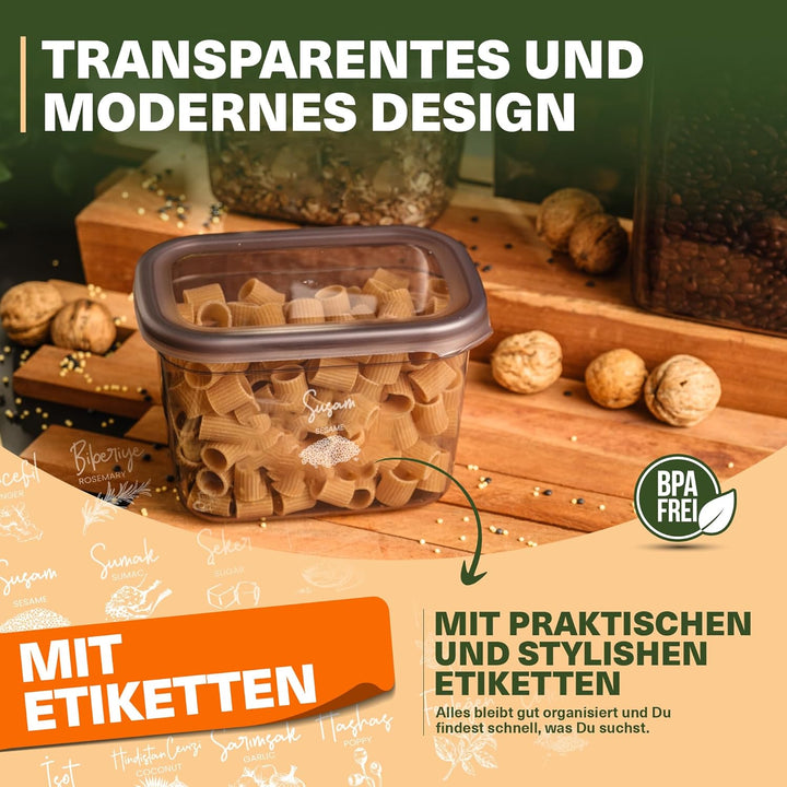 luftdichte Vorratsdosen mit Deckel | 25er Vorratsbehälter Set | BPA-FREI | Zur Müsli Mehl und Zucker
