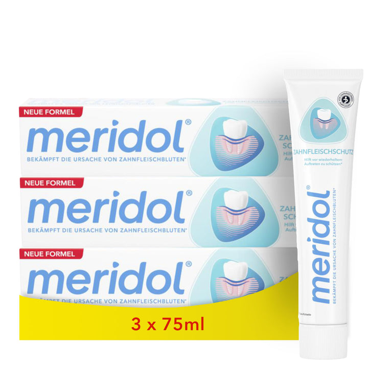 meridol Zahnpasta 3x75ml - Zahncreme bekämpft Zahnfleischentzündungen, antibakterieller Effekt 75 ml