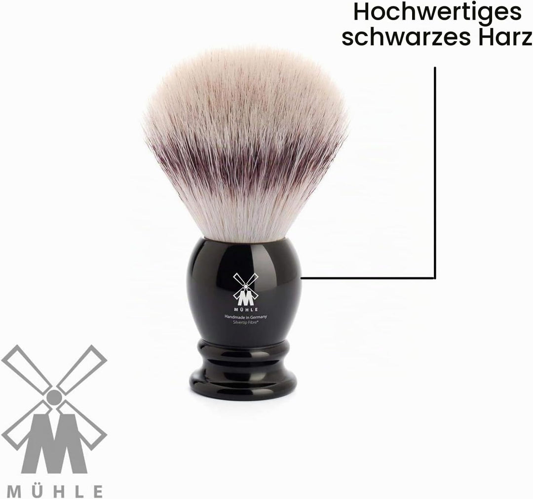 MÜHLE Classic Rasierpinsel - Rasurpinsel mit Silvertip Fibre - small/klein - Griff aus schwarzem Ede