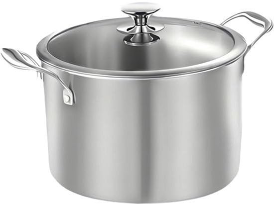 Edelstahl Suppentopf 26 cm - 4.5 Liter - Mit Glasdeckel - Induktionsgeeignet - PFAS-frei - Spülmasch