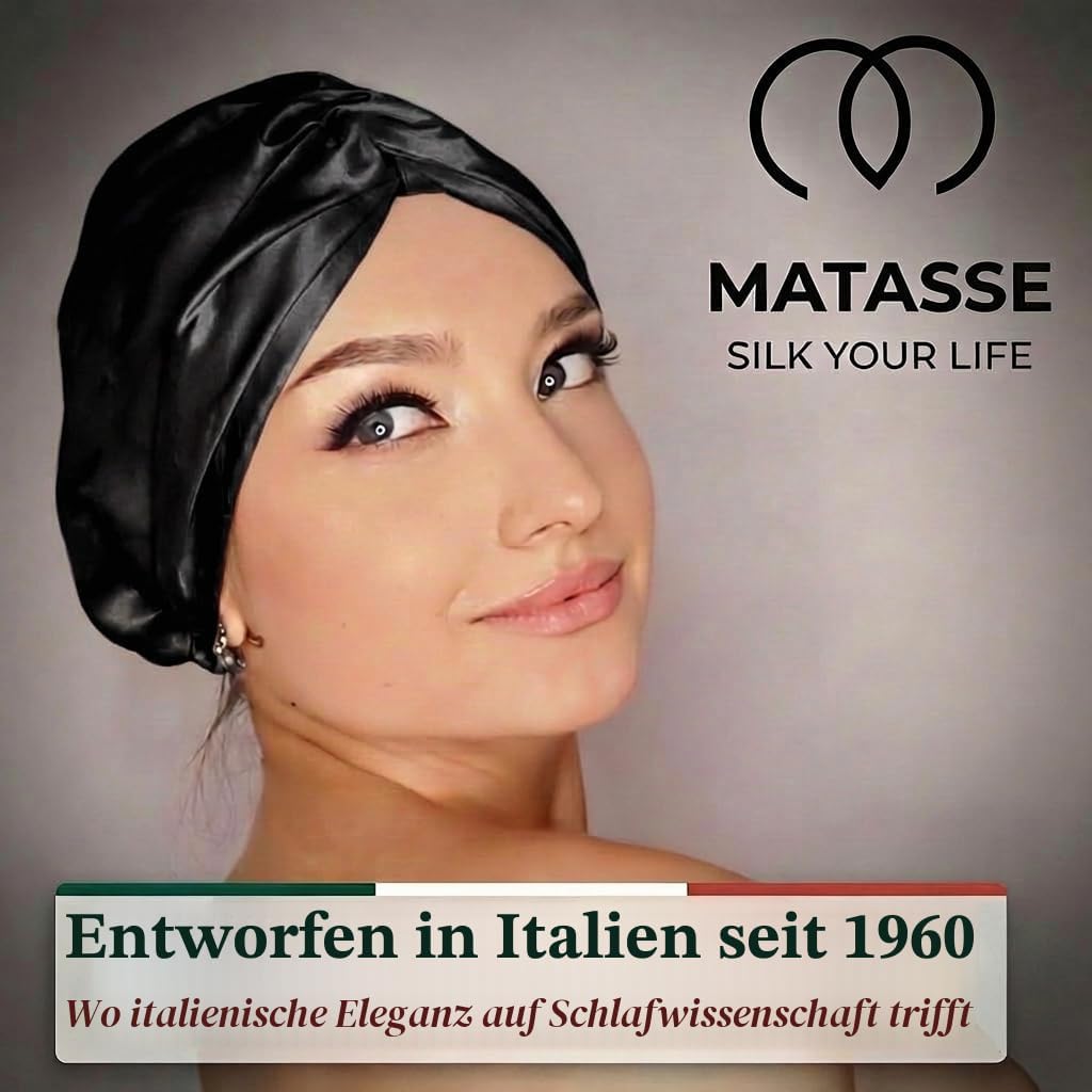 MATASSE Seidenhaube Zum Schlafen Aus 22 Momme Maulbeerseide, Verstellbares Bonnet Seide Für Damen, D
