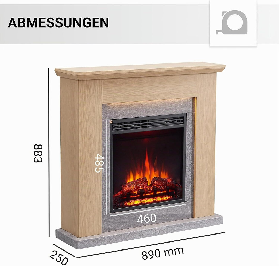 CrownFlame Pandora Elektrokamin - Elektrischer Standkamin mit Heizung 1000/2000 W, realistischer 3D-