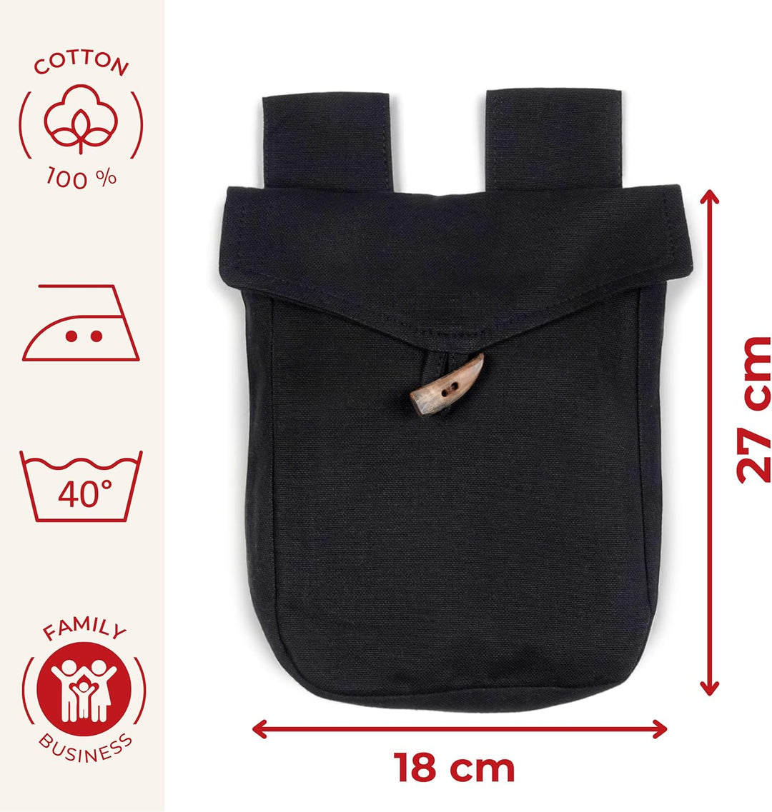 Mittelalter-Tasche Baumwolle Gürteltasche Knopf Modell: Widia Einheitsgrösse Schwarz, Einheitsgrösse