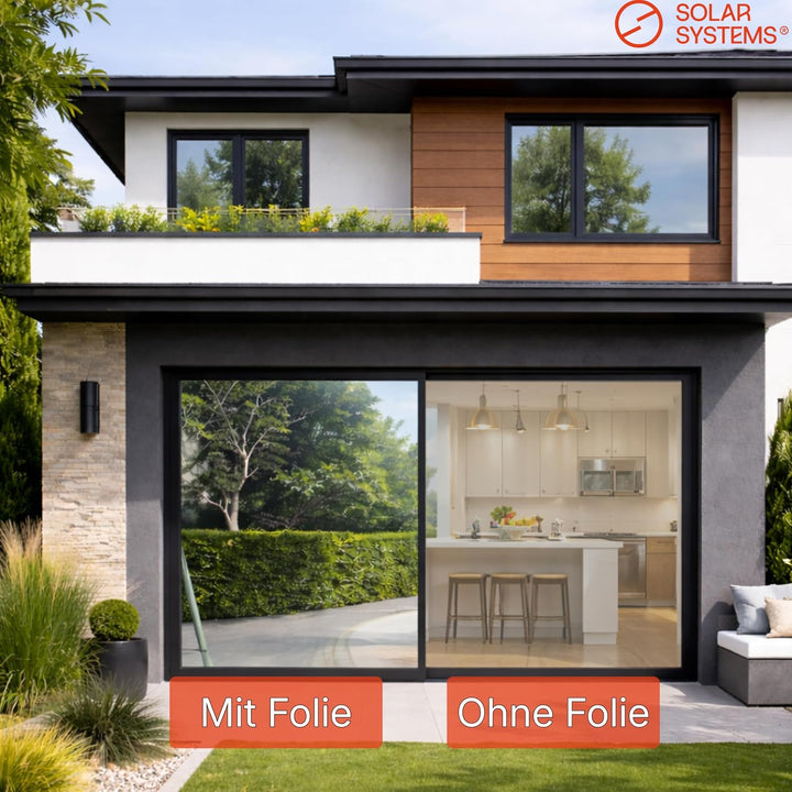 Solar Systems Fensterfolie Sonnenschutzfolie für Wärmeisolierung mit Montagekit - Anti-UV Solarfolie