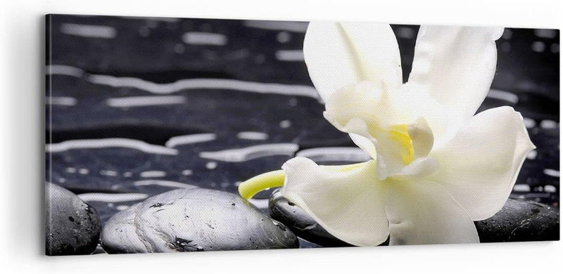 Panorama Bilder auf Leinwand 100x40cm Leinwandbild Spa Orchidee Steine Wasser Gross Wanddeko Bild Sc