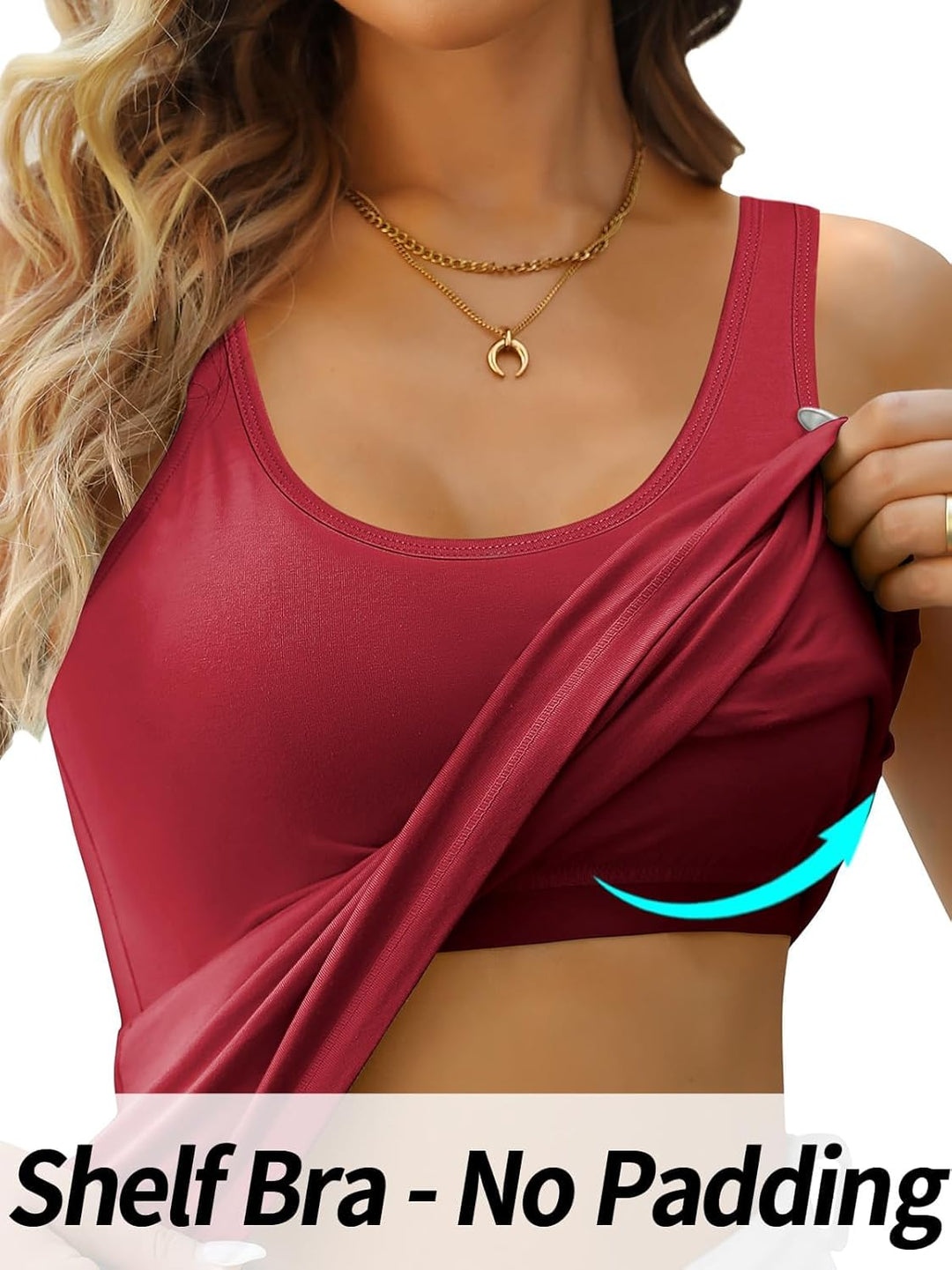 Charmo Unterhemd Damen BH-Hemd Basic Racerback Tank Tops mit Regal-BH Baumwoll Stretch eng Top Slim