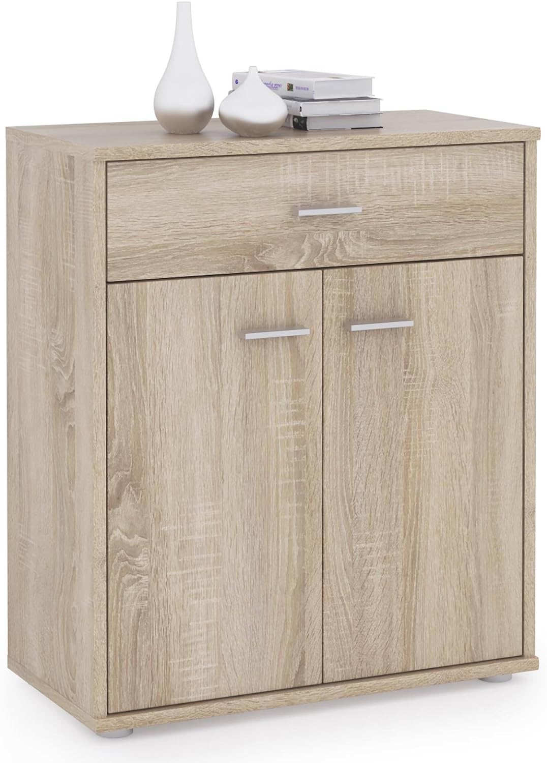 CARO-Möbel Kommode Sideboard Schrank Tommy in Sonoma Eiche, Anrichte mit 1 Schublade und 2 Türen, So