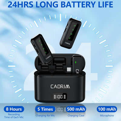 Kabelloses Lavalier Mikrofon für iPhone/Android mit 500mAh Ladekoffer und LED Bildschirmanzeige,Hand